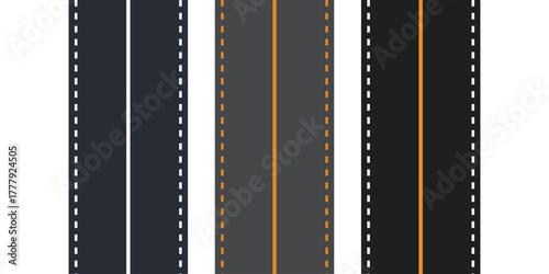 straight asphalt road going to the distance on transparent background Road, highway isolated on white background. Vector 