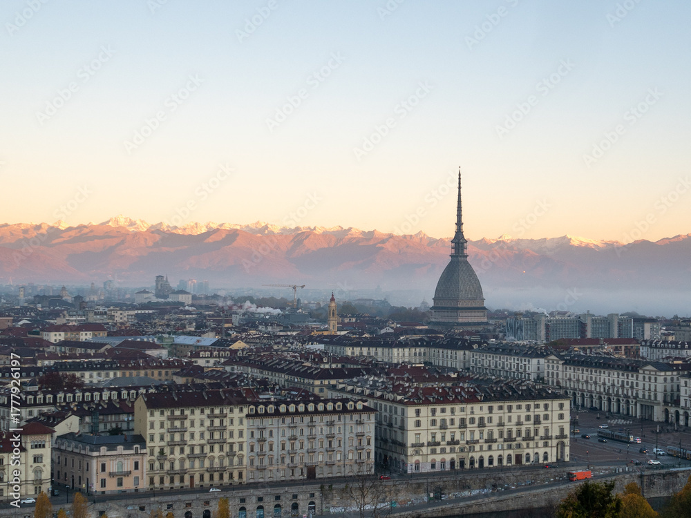 Fototapeta premium Italy, Turin, Orta san giuli lake and small village; landscape, city, street food, drink, 