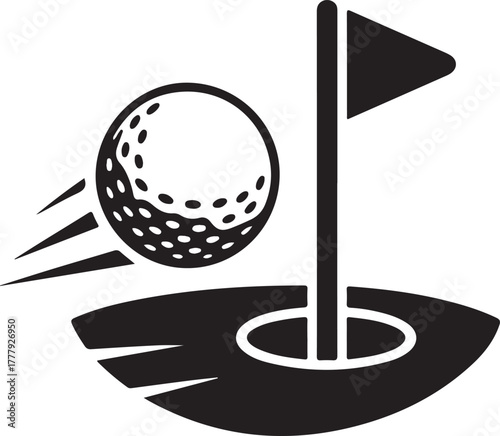 Golf Ball Flying Toward Hole Vector Illustration