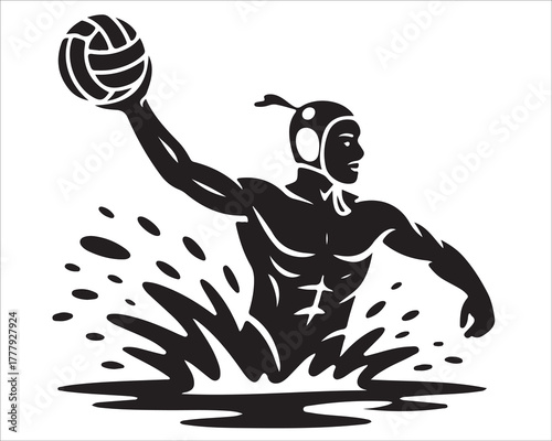 Water Polo Player Throwing Ball Vector Illustration