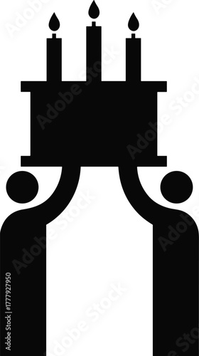 Silhouette of two people holding candle altar, religious faith ceremony, unity, teamwork, spiritual worship, cultural tradition, devotion and light art.