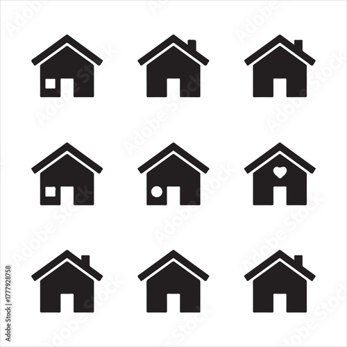 collection of house and home icons set for real estate and architecture design