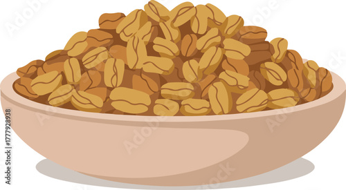 Fenugreek seeds in a ceramic bowl aromatic spice for cooking and seasoning isolated vector illustration