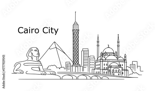 sketch drawing of cairo city - continous line (artwork 1)