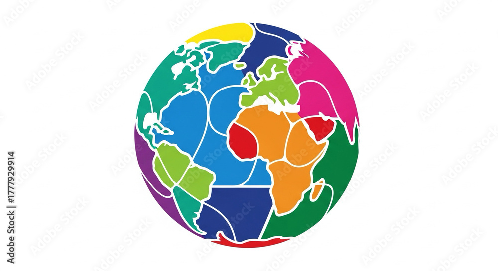 Naklejka premium vector of globe made from colorful geometric paint shapes — art uniting the world