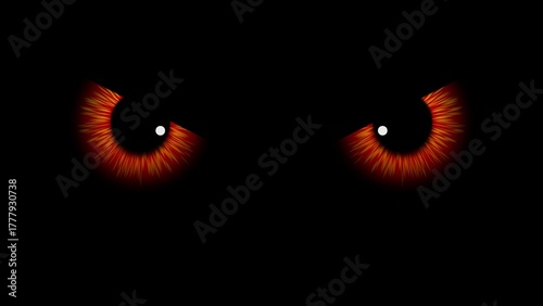 red Angry Evil Eyes blinking and Looking from Dark bird eyes owl eyes in night horror eagle animal ghost car eyes, loopable Cartoon Animation Black Background 4k