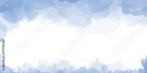 The main color in this image is a medium sky blue or cornflower blue, softly blended with white watercolor textures or cards, Brushstrokes and splashes.