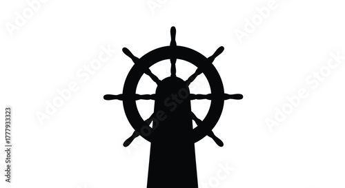 Vector illustration of a black silhouette of a ships helm or steering wheel
