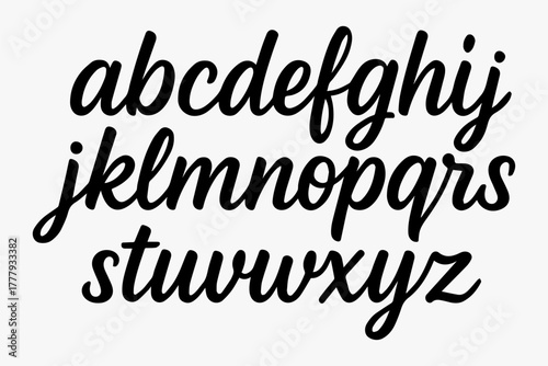 Elegant Handwritten Alphabet in Black Uppercase, Lowercase, and Number Font for Creative Designs