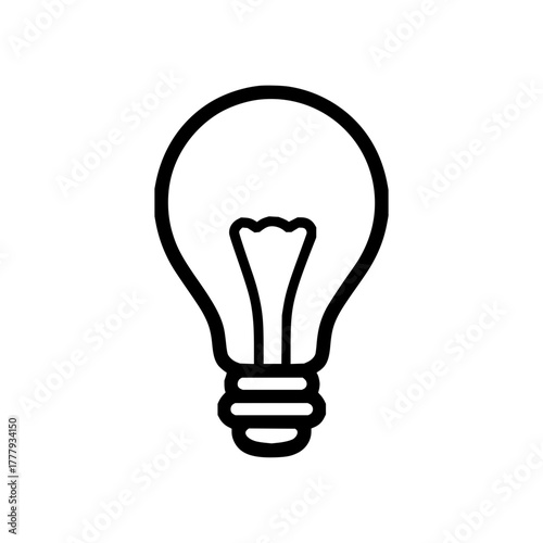 Illustration of a single lightbulb with a clear glass bulb and a visible filament design element icon