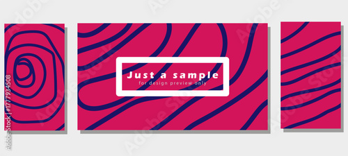 Abstract wavy background set with frame and sample text