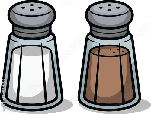 Salt and pepper shakers icon for seasoning and cooking isolated cartoon vector illustration