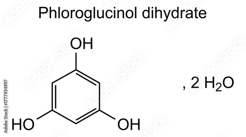 Phloroglucinol dihydrate, chemical structure of phloroglucinol dihydrate, drug substance