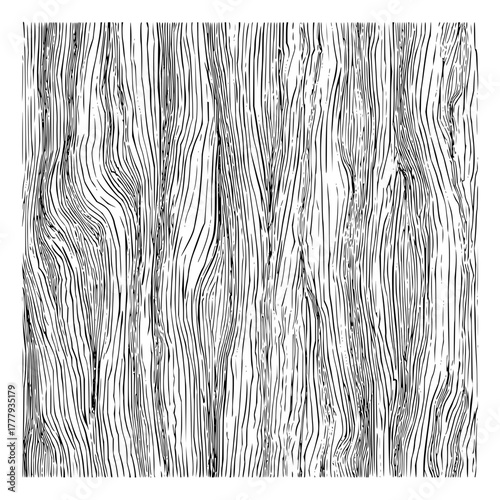 Black and white wood texture background seamless vector pattern tree bark line art drawing surface design element