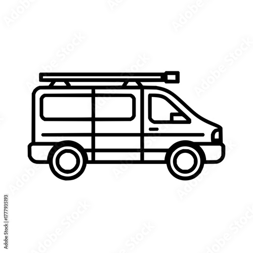 Wallpaper Mural Illustration of a camper van with a roof rack in black outline on a white background side view style Torontodigital.ca