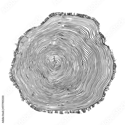 Tree ring cross section illustration black and white wood texture growth rings annual rings tree stump vector