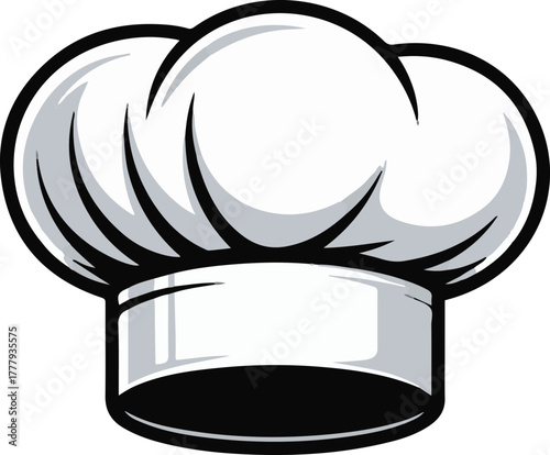 White chef hat icon for a professional cook or restaurant uniform isolated cartoon vector illustration