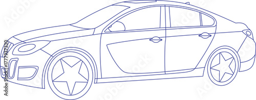 Simple car line art vector illustrations.