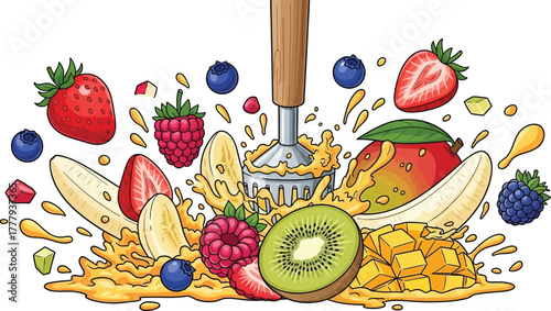 Fruit smoothie making blender strawberry