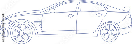 Simple car line art vector illustrations.