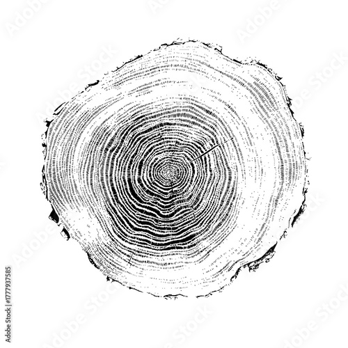 Tree ring wood texture pattern vector illustration, annual growth rings circle background design element