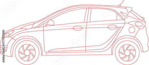 Simple car line art vector illustrations.