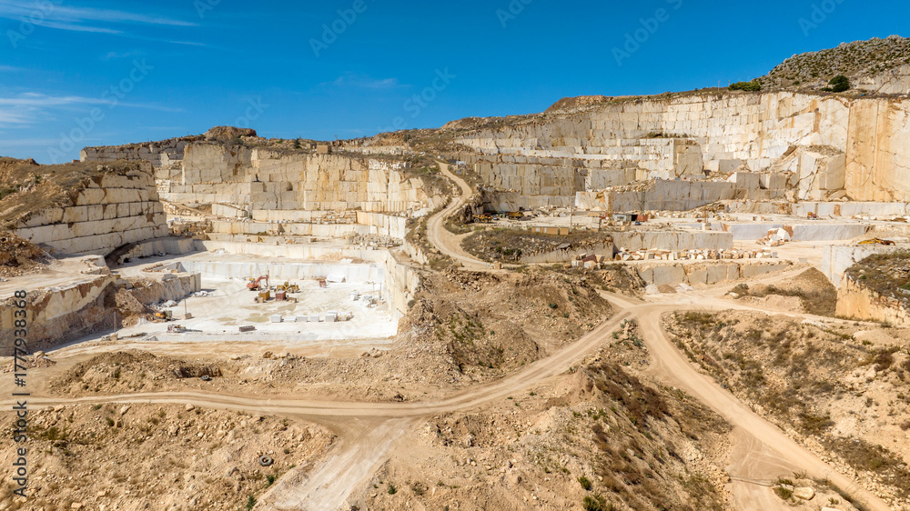 Fototapeta premium Aerial view of a large marble quarry.