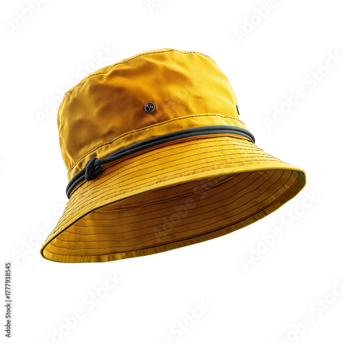 Bright Yellow Bucket Hat on a White Background Perfect for Summer Outings and...