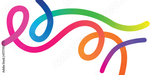 abstract colorful intertwined ribbons with flowing loops and curves in rainbow gradient colors