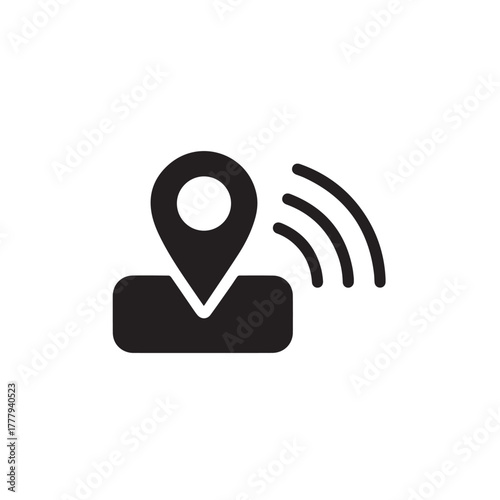 GPS location pin with signal waves icon vector 