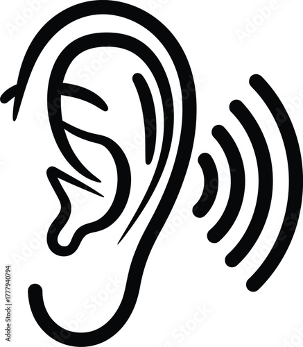 Human ear listening icon in vector format