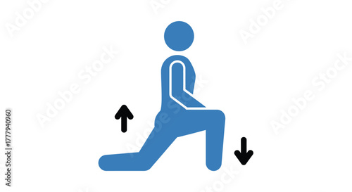 A blue silhouette of a person demonstrating a lunge exercise