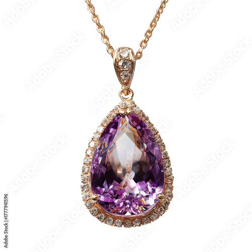 Beautiful Purple Gemstone Pendant With Intricate Silver Setting and Sparkling...