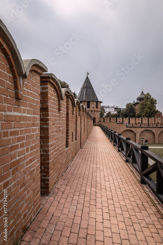 Fortress wall and tower of Tula cathedral in Russia