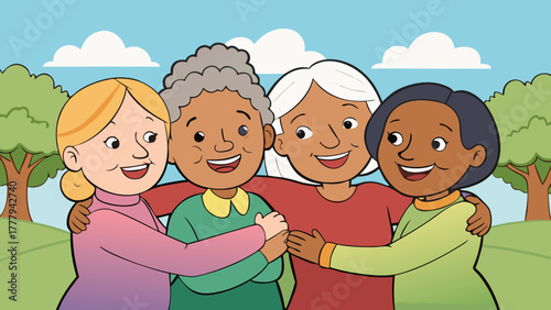 Happy family group with smiling children having fun