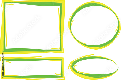 colorful yellow green marker lines stroke design frames shapes