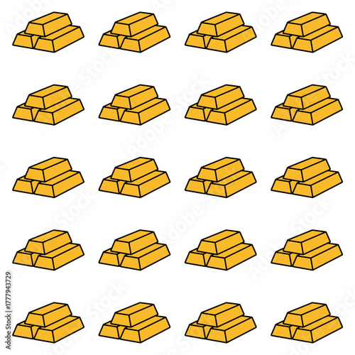 Gold bullion seamless pattern. Minimalist gold bullion icon seamless pattern. A pile of gold bars.