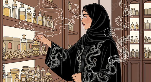 woman in the fragrance shop wearing hijab