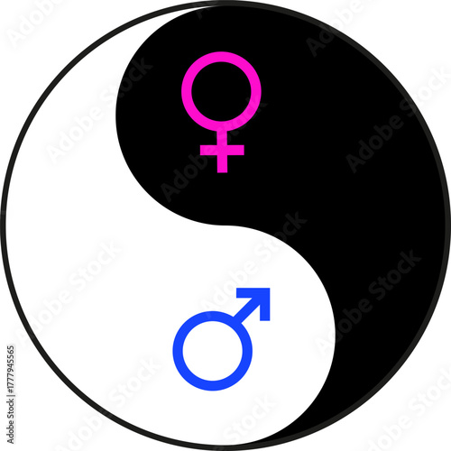 Yin-Yang with male and female gender symbols