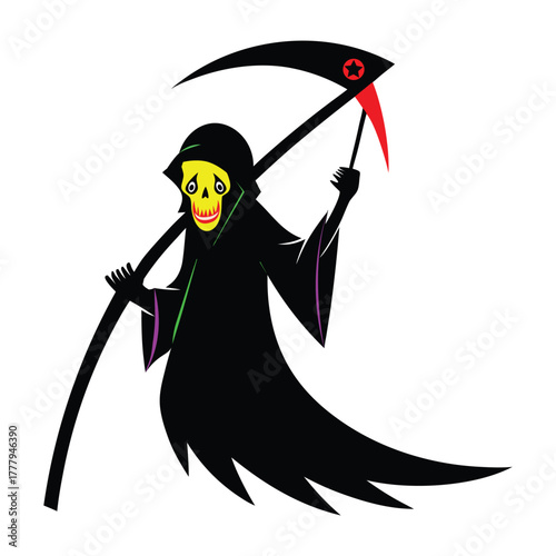 a grim reaper swinging a scythe vector illustration