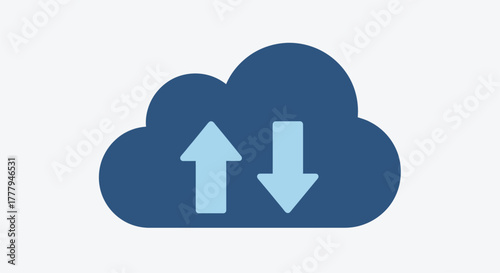 Cloud synchronization icon depicting uploading and downloading data streams