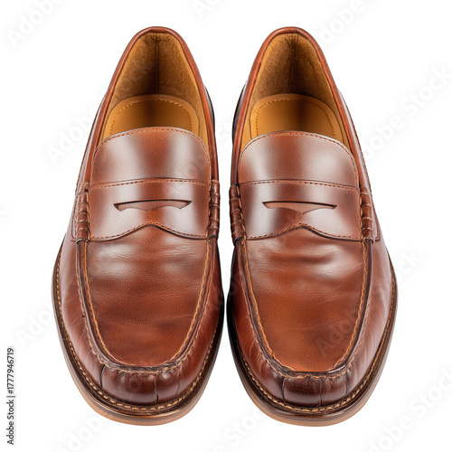 Brown Leather Loafers Designed for Comfort and Style, Perfect for Casual Outi...