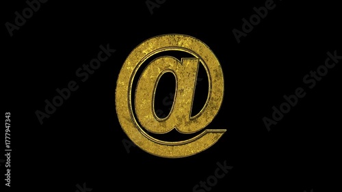 Wallpaper Mural At Sign Golden 3D Symbol Animation with Reflective Metallic Texture and Glowing Light Effect on Black Background Torontodigital.ca