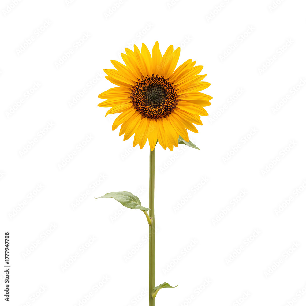 Fototapeta premium Beautiful Sunflower in Full Bloom Against a Simple Background