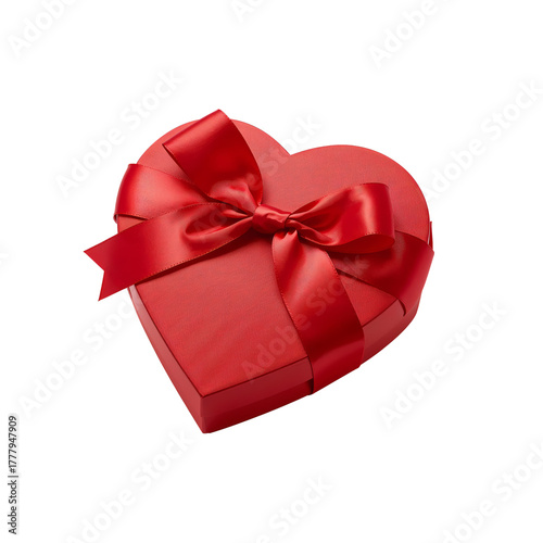 Heart-shaped Red Gift Box With a Shiny Bow on Top for Special Occasions