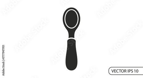 A simple, dark gray spoon with an oval bowl and rounded handle, isolated on a white background.