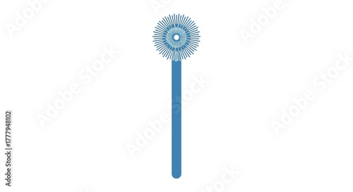 Illustration of a blue lollipop with a circular, spiky candy head on a stick, isolated on white.