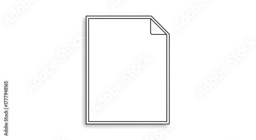 A minimalist line drawing of a blank document with a folded corner, casting a subtle shadow.