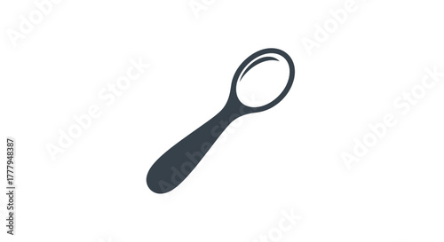 A simple, isolated illustration of a dark gray spoon against a white background.