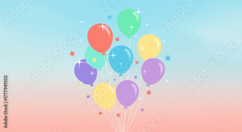A bunch of colorful balloons floating in the air